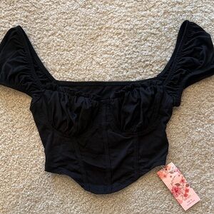 SHEIN Black Ruched Crop Top